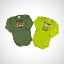 Kit 2 Body Frase Papai Verde Manga Longa Tamanho G
