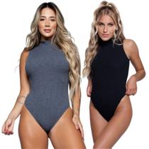 KIT 2 Body Gola Alta Canelado Vekyo Sem Manga Roupa Blogueira Moda Casual Feminina KIT 2 Body Gola Alta Canelado Vekyo Sem Manga Roupa Blogueira Moda Casual Feminina