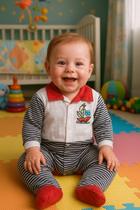 Kit 2 Body Infantil + Calça Listras 0 a 3 Meses 100% Algodão