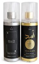 Kit 2 Body Splash Nuit + Asad Black Bello 200ml Perfume Corporal Masculino Árabe