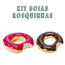 Kit 2 Boia Donuts Fácil de Encher Verão de Sol Rosa Marrom