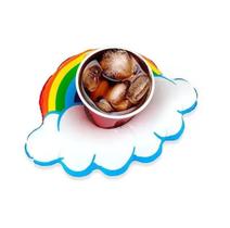 Kit 2 Boia Porta Copo Colorida Nuvem C/ Arco-iris Piscina Festa Kit 2 Boia Porta Copo Colorida Nuvem C/ Arco-iris Piscina Festa