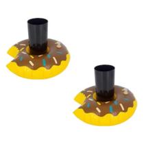 Kit 2 Boias Porta Copo Donuts Marrom Flutuador Piscina Festa