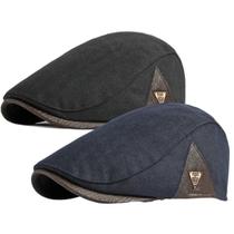 Kit 2 Boinas Italiana Premium Masculina Atemporal Preto/Azul