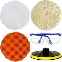 Kit 2 Boinas Lã Disco Prato Suporte Espuma Ondas 7 Polegadas 180mm Óculos EPI KaQi Kit 2 Boinas Lã Disco Prato Suporte Espuma Ondas 7 Polegadas 180mm Óculos EPI KaQi