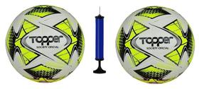 Kit 2 Bola Futebol Society Topper 22 + Bomba de Ar - Amarelo