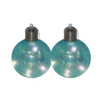 Kit 2 Bola Iluminada C/ Led Glitter 8cm 11cm Azul Lindas Kit 2 Bola Iluminada C/ Led Glitter 8cm 11cm Azul Lindas