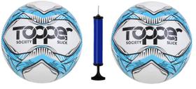 Kit 2 Bola Society Topper Slick Azul + 1 Bomba de Ar