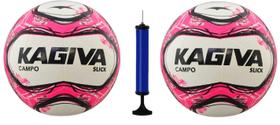 Kit 2 Bolas Campo Kagiva Slick Rosa + 1 Bomba de Ar Kit 2 Bolas Campo Kagiva Slick Rosa + 1 Bomba de Ar