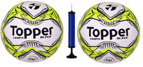 Kit 2 Bolas Campo Topper Slick Amarelo + 1 Bomba de Ar