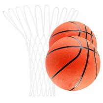 Kit 2 Bolas De Basquete Oficial E Rede 12 Alças Malha Grossa Fio 2mm Tamanho Oficial + Fixador