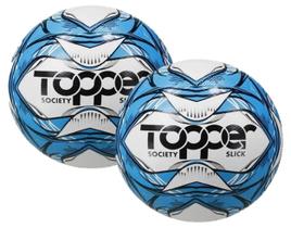Kit 2 Bolas de Futebol de Society Slick Azul - Topper