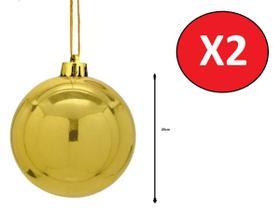 Kit 2 Bolas De Natal Lisa Dourada 25cm Decoração Natal