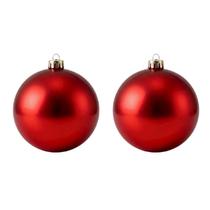 Kit 2 Bolas De Natal Lisa Vermelha 15cm para festa decoração