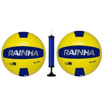 Kit 2 bolas de vôlei rainha vl 3.5 oficial + bomba de ar