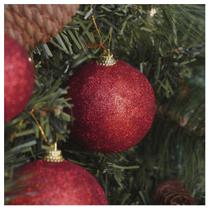 Kit 2 Bolas Enfeite Natalino Árvore Natal Glitter Vermelho 7 - Gici Christmas