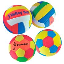 Kit 2 Bolas Futebol e 2 Bolas Volley Ball EVA - Praia Quadra Kit 2 Bolas Futebol e 2 Bolas Volley Ball EVA - Praia Quadra