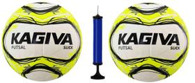 Kit 2 Bolas Futsal Kagiva Slick Azul + Bomba de Ar