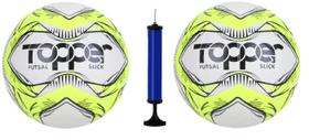 Kit 2 Bolas Futsal Topper Slick Amarela + 1 Bomba de Ar
