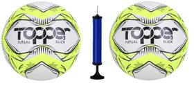 Kit 2 Bolas Futsal Topper Slick Amarela + 1 Bomba de Ar