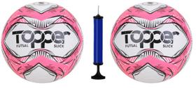 Kit 2 Bolas Futsal Topper Slick Rosa + 1 Bomba de Ar