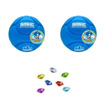 Kit 2 Bolas Gelelé Slime Sonic QuebraCabeça Com Esmeralda do Caos Colecionável