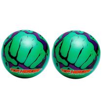 Kit 2 Bolas Infantil Top Heroes Huk Verde Vinil Bola para Crianças Dente de Leite