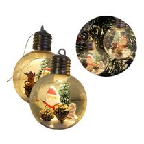 Kit 2 Bolas Natal Luz Led Papai Noel Enfeite Natalino Arvore Kit 2 Bolas Natal Luz Led Papai Noel Enfeite Natalino Arvore