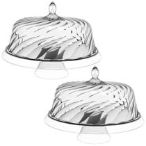 Kit 2 Boleiras Porta Bolo com Cúpula 30cm Transparente Glassy Crippa Doces Petiscos Kit 2 Boleiras Porta Bolo com Cúpula 30cm Transparente Glassy Crippa Doces Petiscos