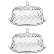 Kit 2 Boleiras Porta Bolo com Cúpula 30cm Transparente Glassy Crippa Doces Sobremesas Kit 2 Boleiras Porta Bolo com Cúpula 30cm Transparente Glassy Crippa Doces Sobremesas