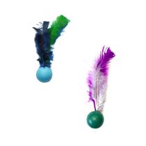 Kit 2 Bolinhas Com Penas Coloridas Para Gatos Intuitivo