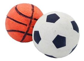 Kit 2 Bolinhas Pet Bola borracha com espuma Pet Atóxica para cães de Pequeno Porte e Filhotes - Basquete e Futebol