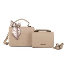 Kit 2 Bolsa Feminina Com Alça De Ombro E Transversal Couro PU + Lenço - 2 Tamanhos Kit 2 Bolsa Feminina Com Alça De Ombro E Transversal Couro PU + Lenço - 2 Tamanhos