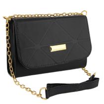 Kit 2 bolsa feminina transversal de ombro alça tiracolo Preto & Branco