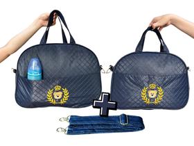 Kit 2 Bolsa Maternidade Menino Bebê Azul Bordada Impermeável