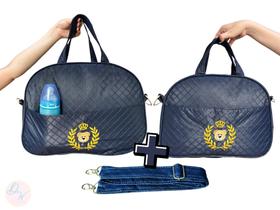 Kit 2 Bolsa Maternidade Menino Bebê Azul Bordada Impermeável