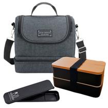 Kit 2 bolsa Térmica 2 compartimentos Lancheira Necessaire Lanches Bebidas e porta talheres