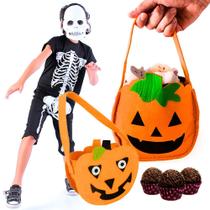 Kit 2 Bolsas Abóbora Dia das Bruxas Cesta de Doces Halloween