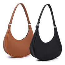 Kit 2 Bolsas Feminina Meia Lua Baguete Mão Alça Transversal