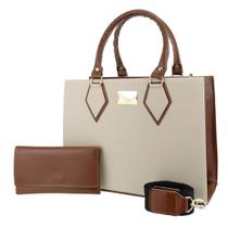 Kit 2 bolsas feminina square alça de mão e transversal com carteira Kit 2 bolsas feminina square alça de mão e transversal com carteira