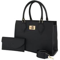 Kit 2 bolsas feminina square alça de mão e transversal com carteira