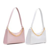 Kit 2 Bolsas Femininas Baguetes Lisas Pequenas Correntes de Ombro e de Mão