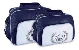Kit 2 Bolsas Maternidade Bebê Mave Baby Coroa Lisa Atacado Azul Marinho