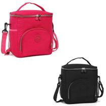 Kit 2 Bolsas Térmicas De Mão Com Alça Ajustavel Para Marmita Lancheira Impermeável pink-pre