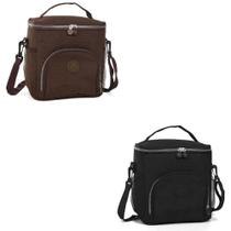 Kit 2 Bolsas Térmicas De Mão Com Alça Ajustavel Para Marmita Lancheira Impermeável preto-ma