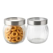 Kit 2 Bomboniere Pote de Vidro Redondo Tampa com Visor 1,2l Em Casa Tem