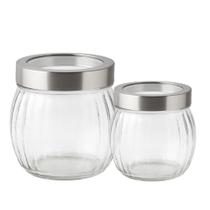 Kit 2 Bomboniere Pote de Vidro Redondo Tampa com Visor Em Casa Tem
