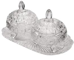 Kit 2 Bombonieres Jogo Bandeja Vidro Tampa Transparente Kit 2 Bombonieres Jogo Bandeja Vidro Tampa Transparente