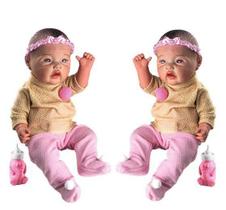 Kit 2 Boneca Bebê Reborn Menina 100% Silicone Pode Dar Banho