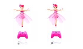 Kit 2 Boneca Fada Voadora Controle Remoto Voa de Verdade